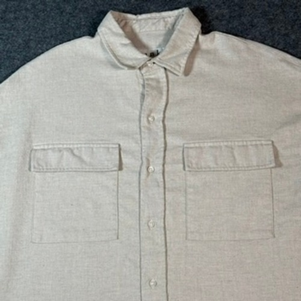 Frank & Eileen Mclochlin Cotton Shirt Beige Oversized Button Down Women XS S - Picture 4 of 11